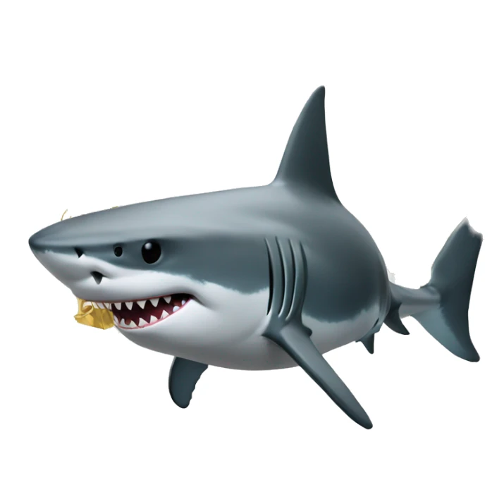 a shark made out of gold and a vr headset sticker