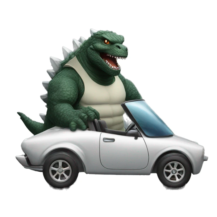 Godzilla driving a sports car sticker