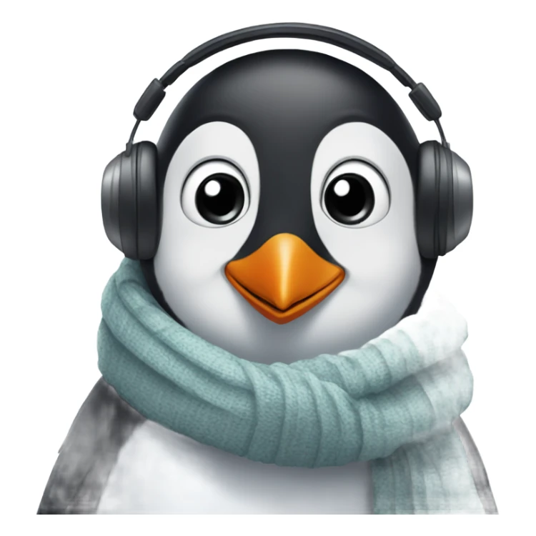 Penguin with  ear muffs and a scarf sticker
