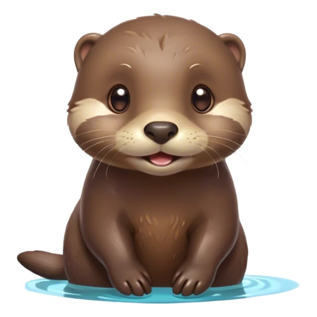 Cinematic Cute Otter Portrait Emoji, Head tilted playfully and inquisitively, featuring a glossy, streamlined brown Fur with a cute, twitching nose and round, sparkling eyes filled with curiosity, Simplified yet irresistibly adorable features, highly detailed, glowing with a warm, friendly glow, high shine, affectionate and sprightly, stylized with a touch of aquatic whimsy, bright and endearing, soft glowing outline, capturing the essence of a mischievous yet loving otter, so playful it feels like it could splash out of the screen and into your arms! sticker