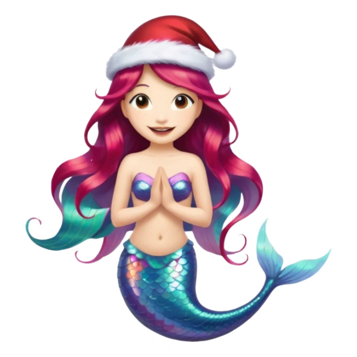 asian mermaid with christmass hat sticker