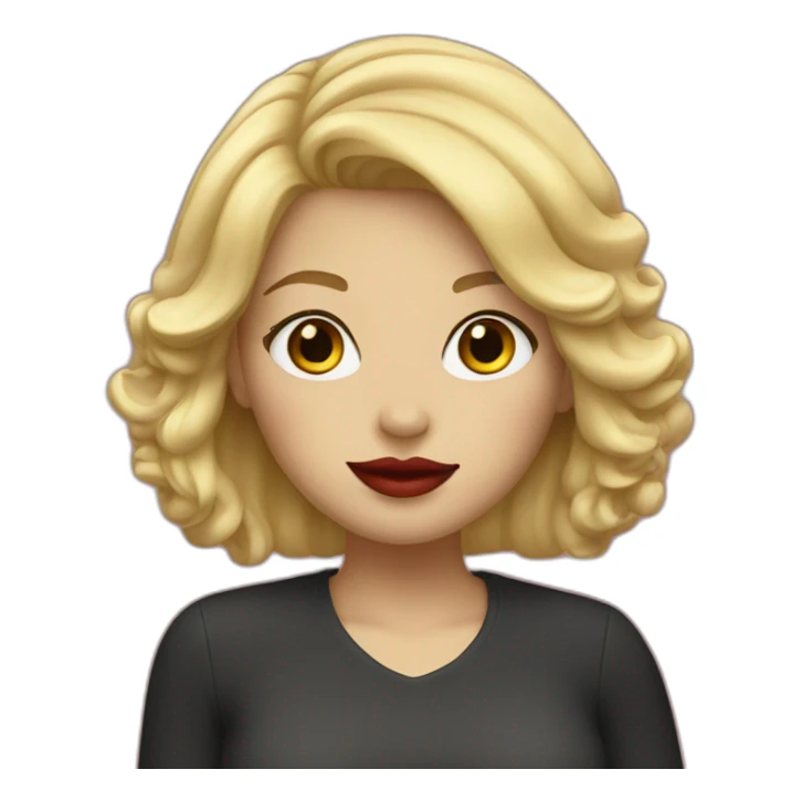 girl with blond hair with red lipstick sticker