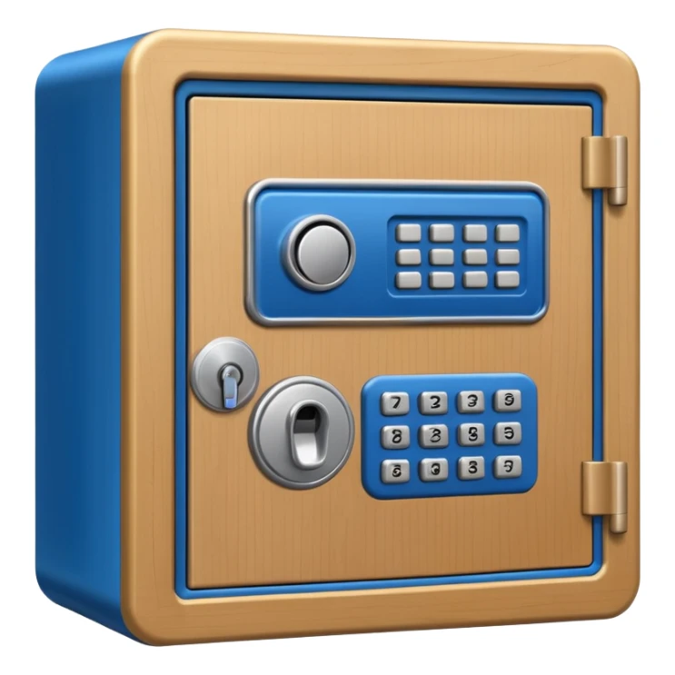 wooden rectangle safe locker keypad with a blue small screen sticker