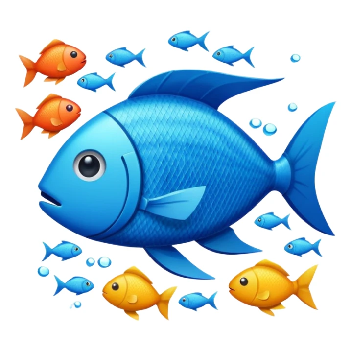 fish swimming near plastic debris sticker