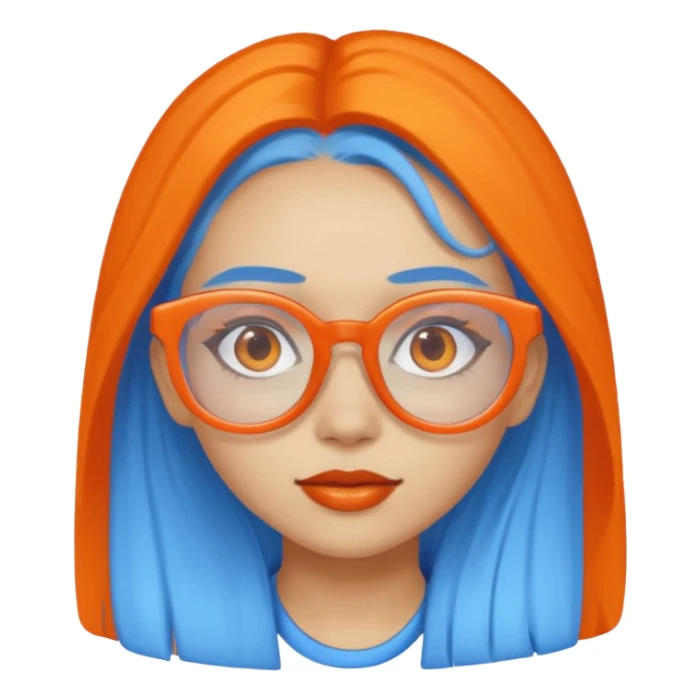 girl blue skinned orange glassed sticker