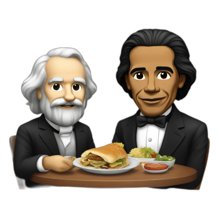 karl marx and barack obama having lunch sticker