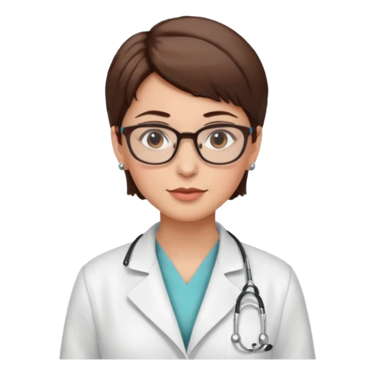female doctor short brown hair with glasses and earings sticker