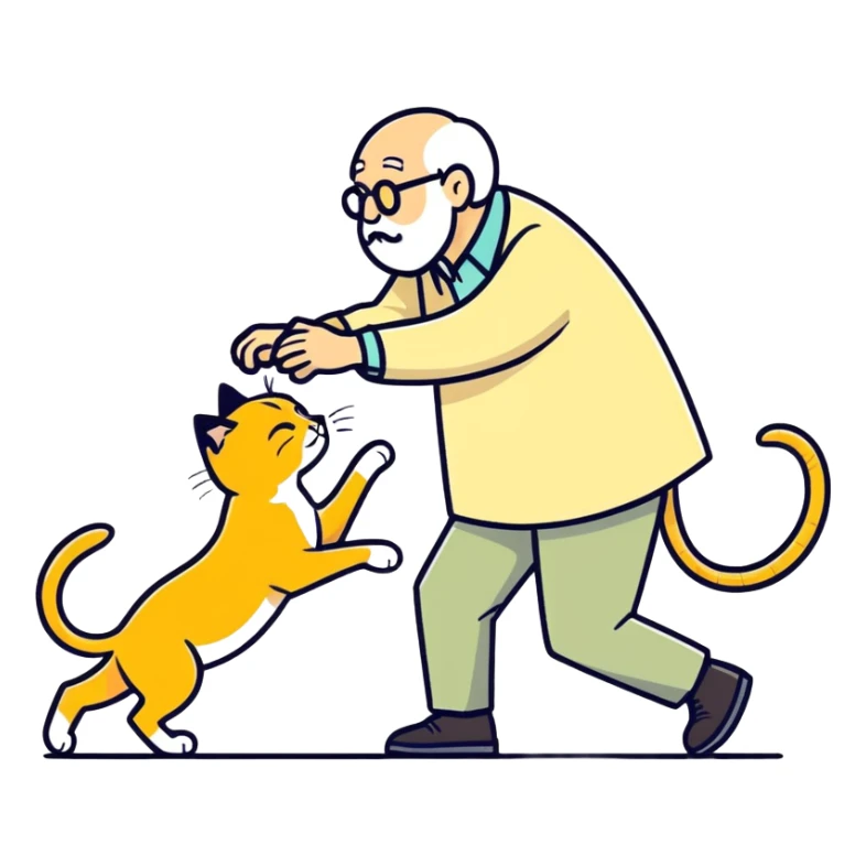 old blind man accident stepping on ￼￼golden cat’s tail  sticker