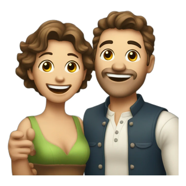 Lady sing a song and very happy with his husband sticker