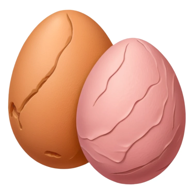 two skin tone peachy beige-pink egg shaped balls/spheres, both same size and same color, add a bumpy, loose, veiny, wrinkly skin texture with folds to both. no face.  sticker