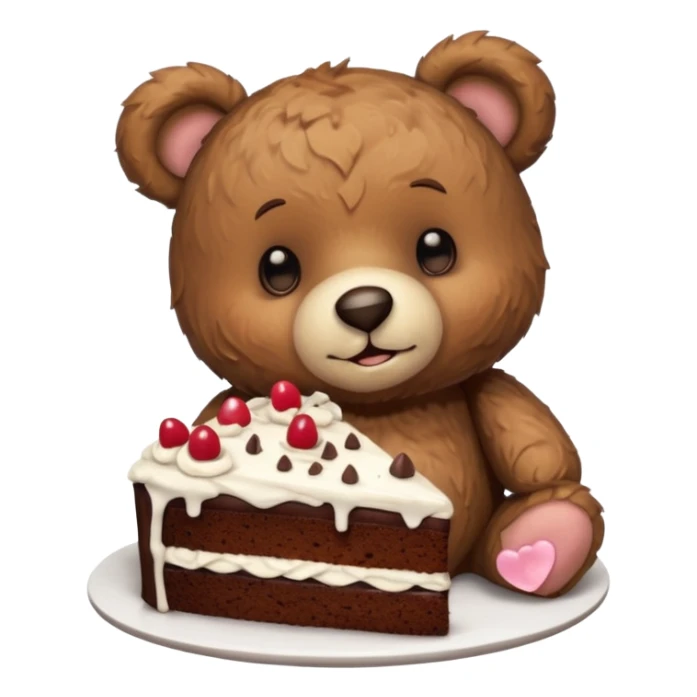 Morning teddy with chocolate cake sticker