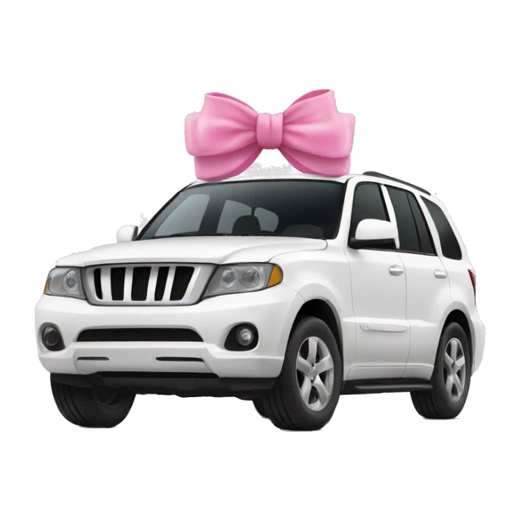 White suv car with pink bow sticker