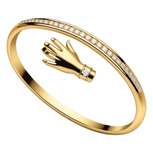 yellow gold nail-shaped bracelet, wrapped around wrist, diamond head” sticker