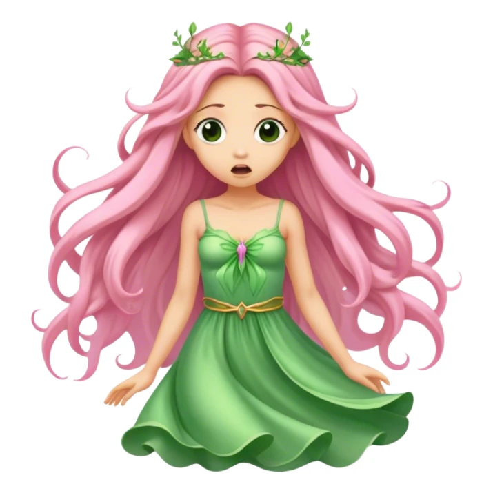 pink fairy in green dress shock sticker