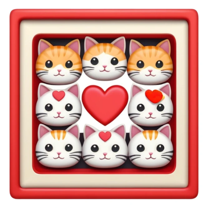 square frame with empty center, alternating cats, sushi, and hearts around the outside edge sticker