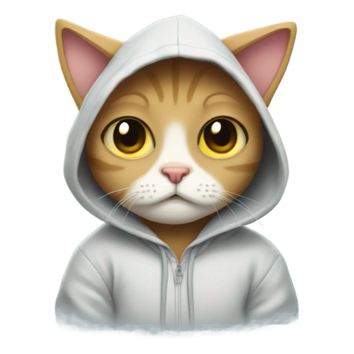 Sad cat in a hoodie sticker
