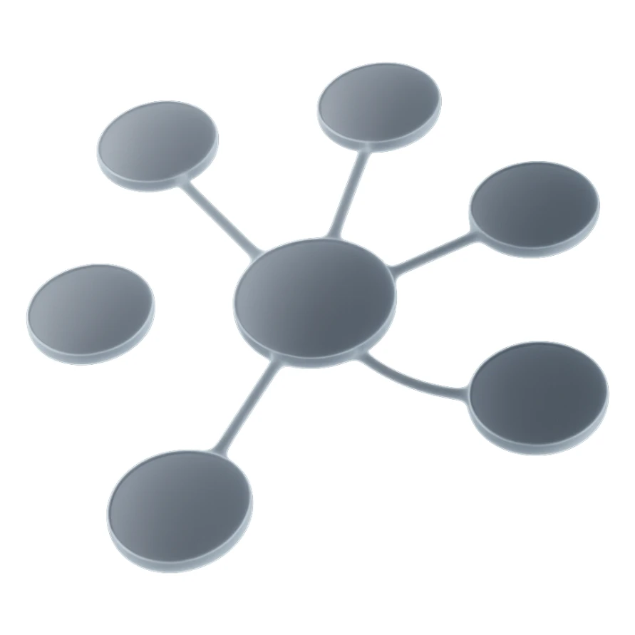 matte glass style mindmap with translucent nodes and soft lines sticker