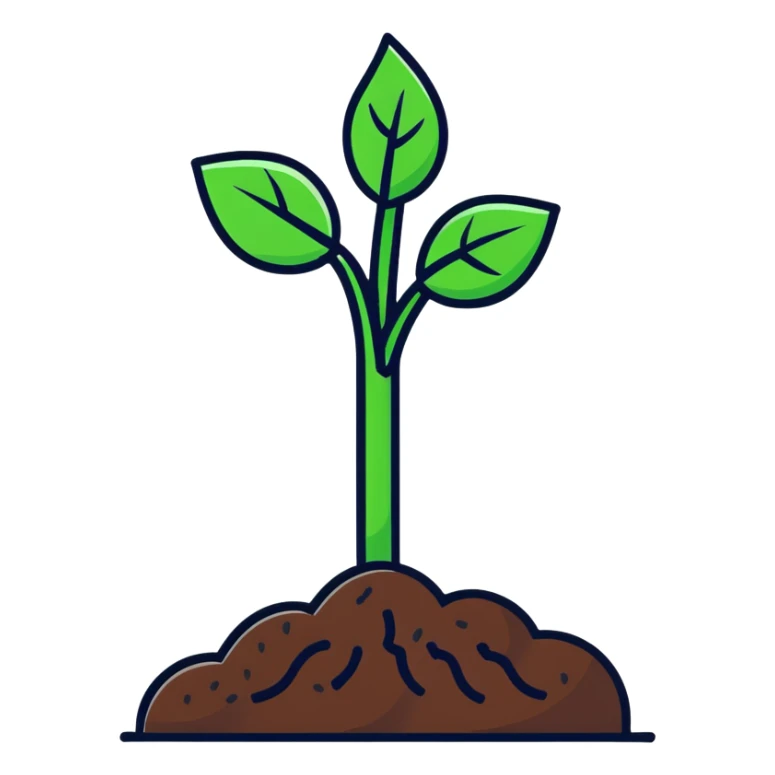 A small green plant sprouting from soil, growing upwards, with a blue progress bar above it indicating gradual improvement sticker