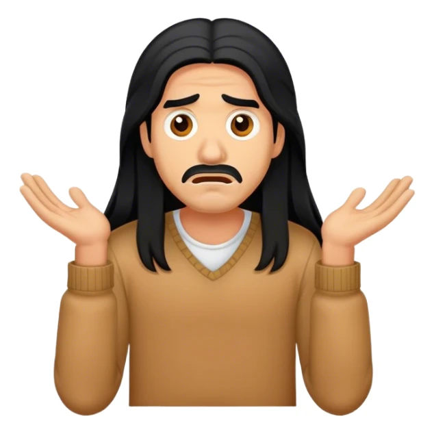 Scared caramel brown Latino man with long black hair sticker