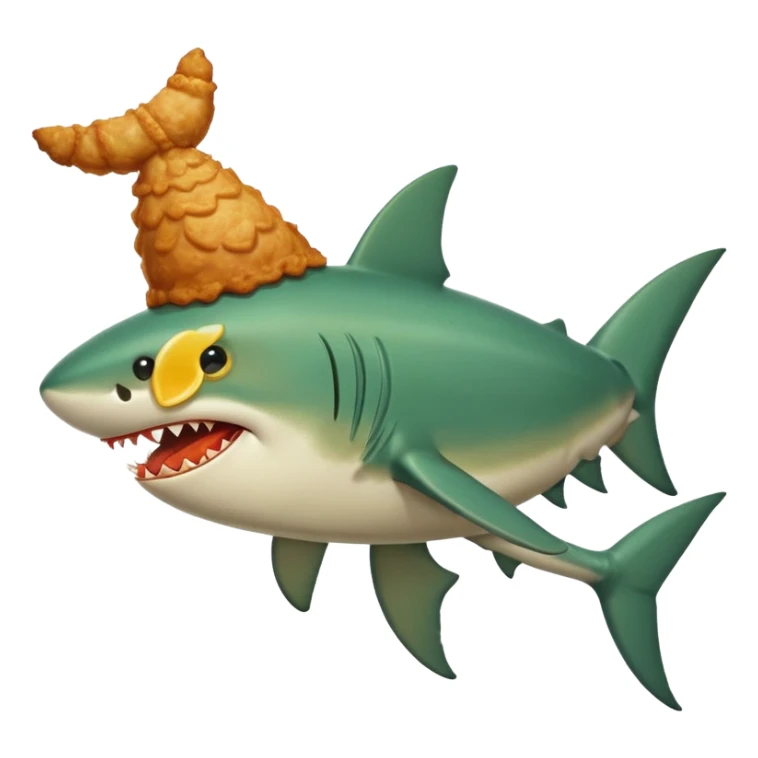 green shark holds with a fin fried chicken leg sticker