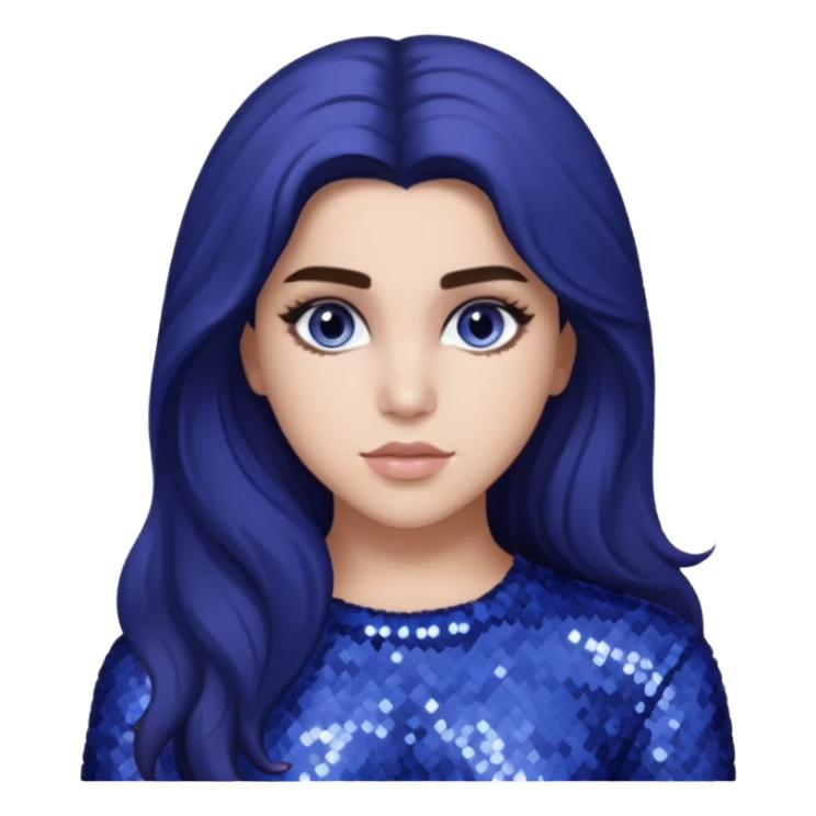 Lauren Jauregui from Fifth Harmony with long dark brown hair, periwinkle sequin outfit sticker