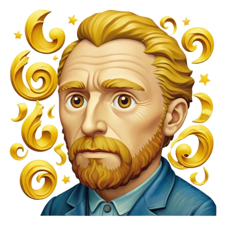 cinematic-realistic-vincent-van-gogh-pop-culture-emoji,-featuring-an-expressive-portrayal-inspired-by-the-legendary-painter-rendered-with-dynamic,-swirling-textures-and-artistic-lighting. sticker