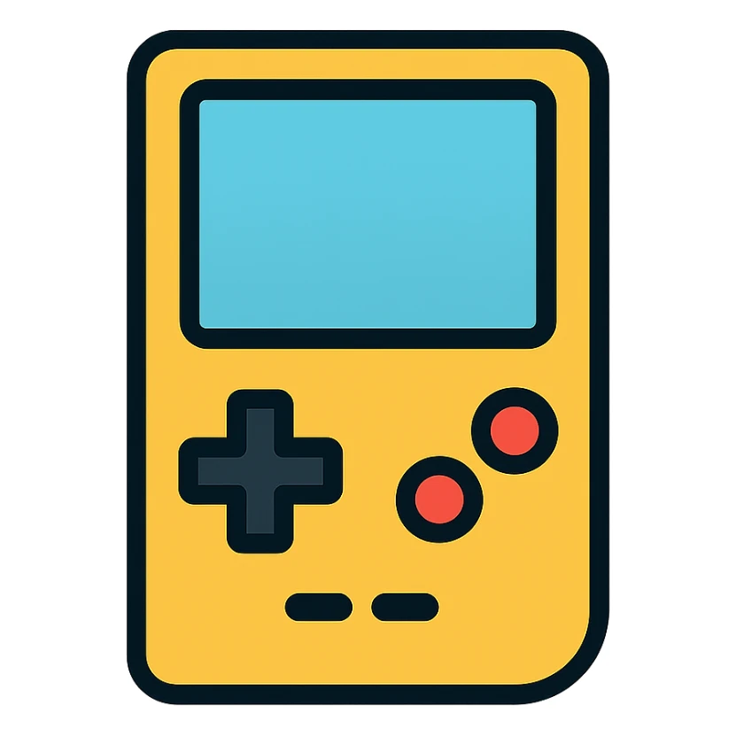 modern icon style Gameboy, simple, recognizable, clean lines, minimal detail sticker