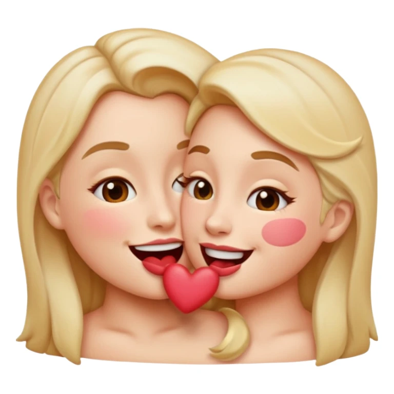 A smooch kiss with a bite on a another emoji's lip sticker