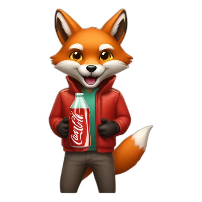 fox with a bottle of Coca-Cola in his hands sticker