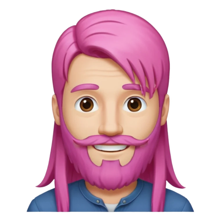 man with very long straight hair pink and beard no mustache sticker