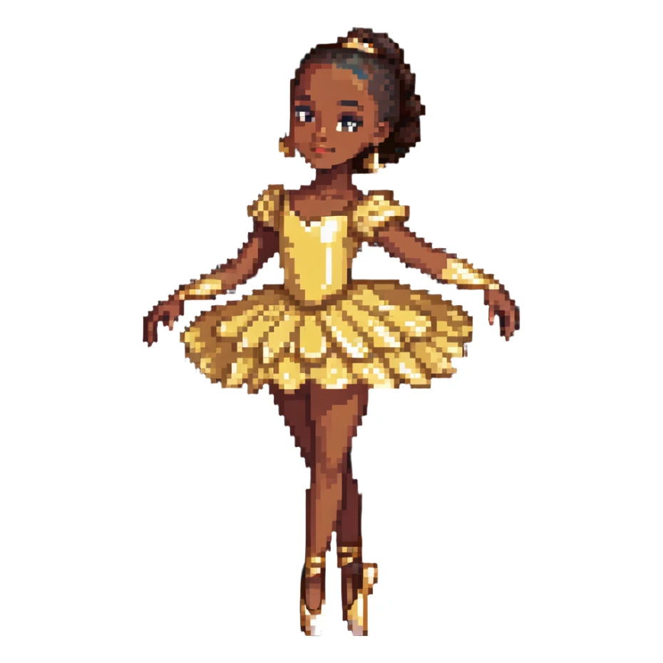 dark-skinned ballerina wearing golden outfit sticker