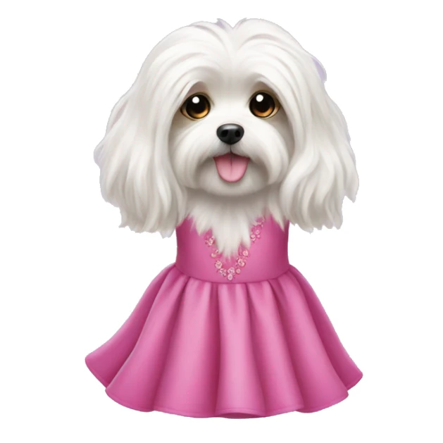 Long haired Maltese with pink dress sticker