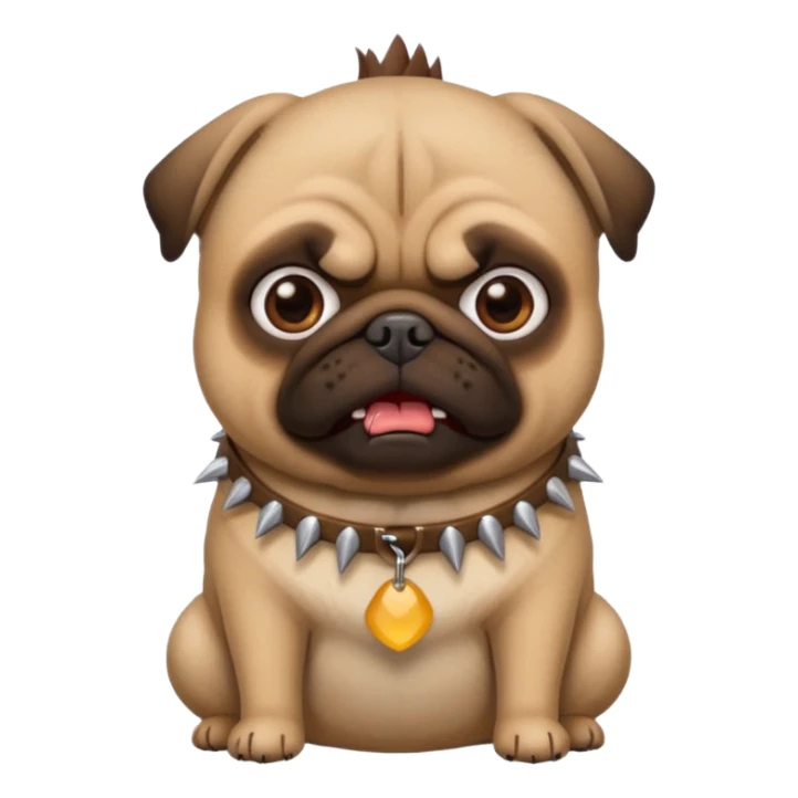 pug dog with angry expression and spiked collar emoji style iPhone sticker