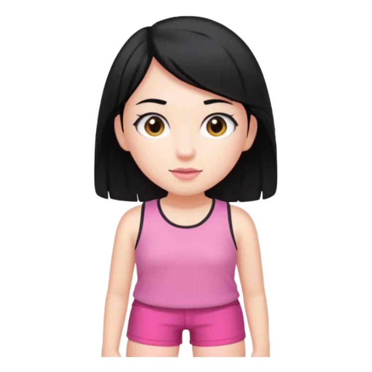 Black haired young adult wearing pink shorts  sticker