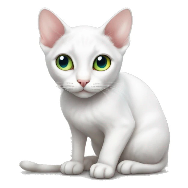 skinny white cat with heterochromia sticker