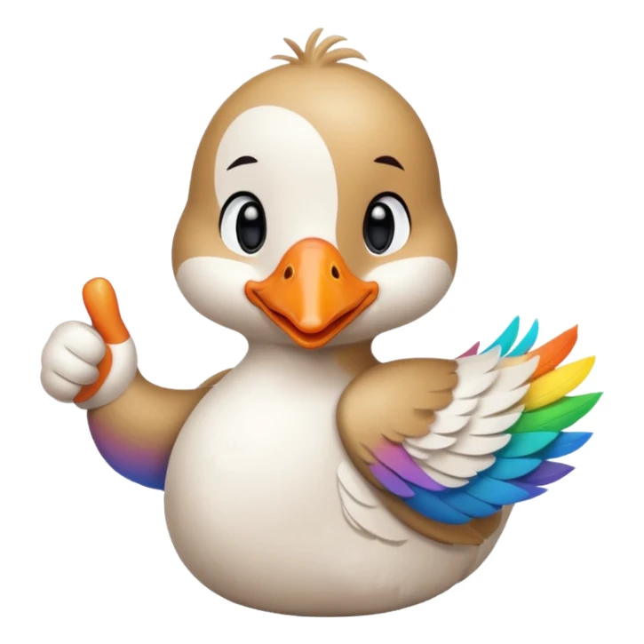 a chibi style {adult goose} giving a thumbs up sticker