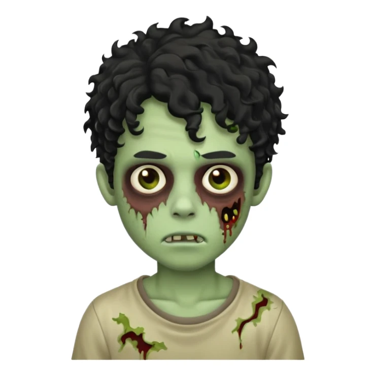 A boy zombie with black curly hair  sticker
