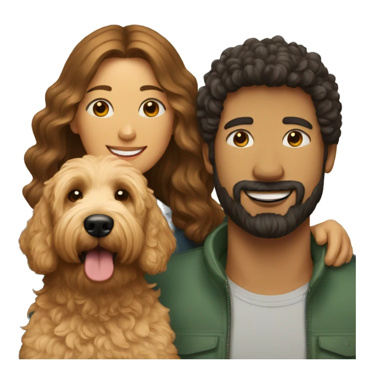Goldendoodle with man and woman sticker
