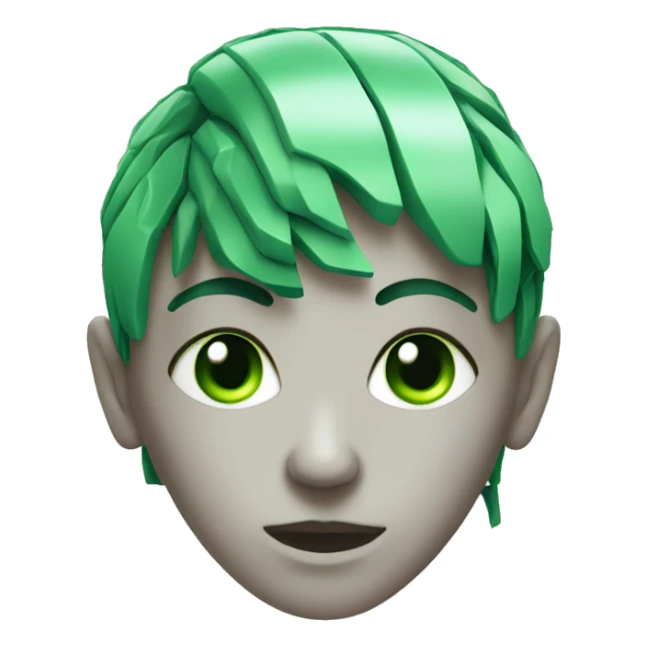 Cyborg head with green eyes and green hair sticker