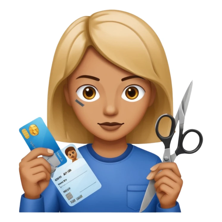 Scissors cutting an ID card in 2 parts.hyper realistic sticker