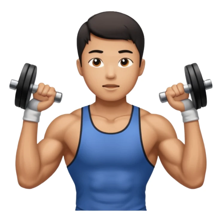 The young Asian guy is working out in gym sticker