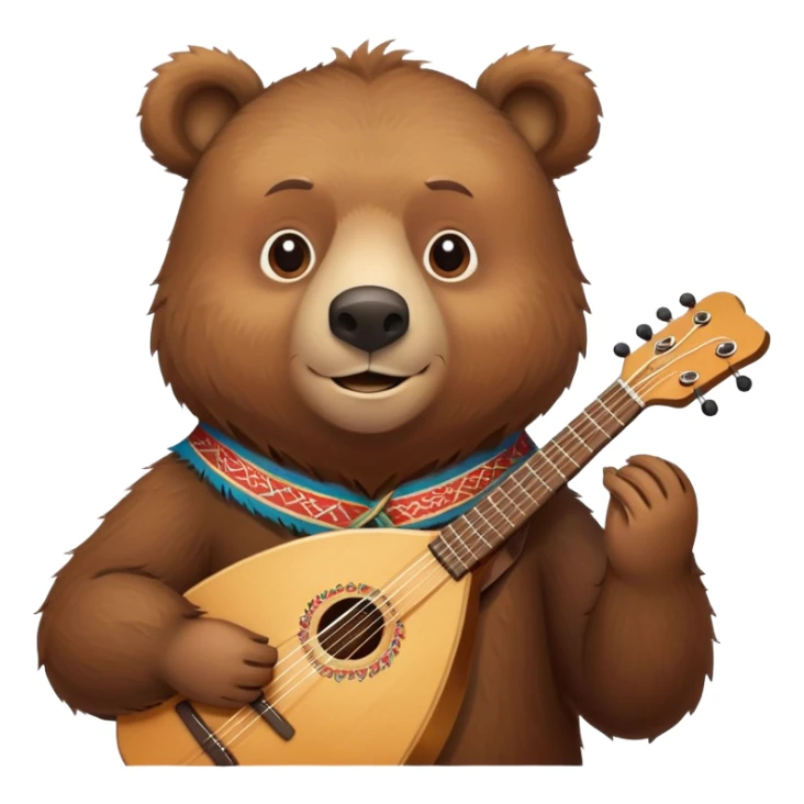 Friendly Russian brown bear holding a balalaika sticker