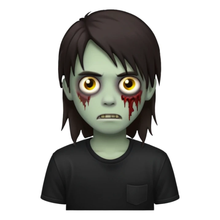 boy zombie with darkish brown long hair emo sticker