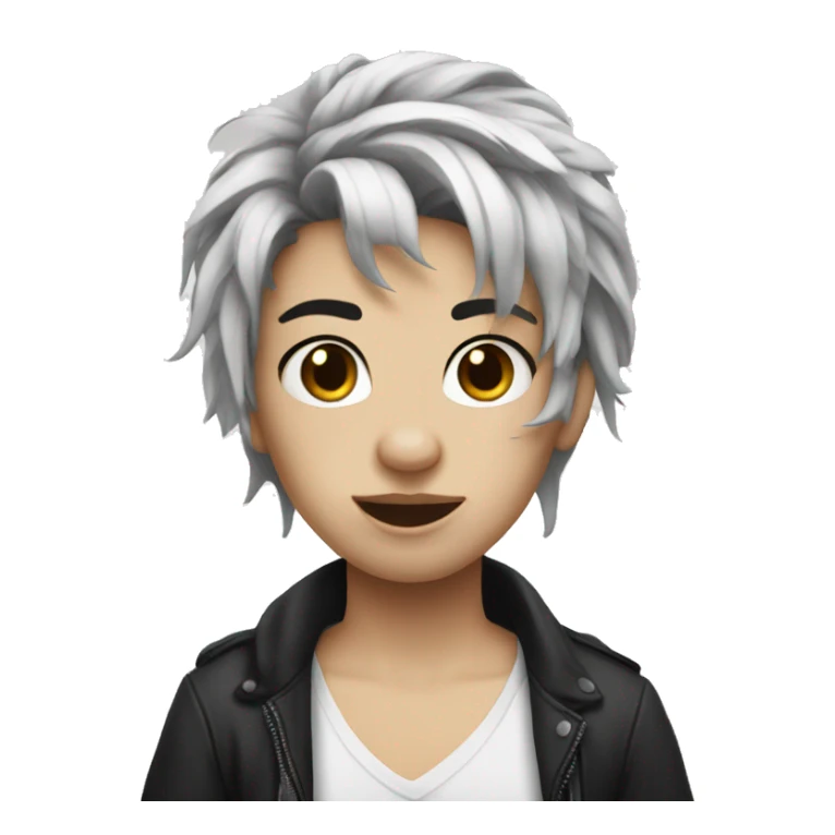 messy black hair white skin, and face piercings sticker