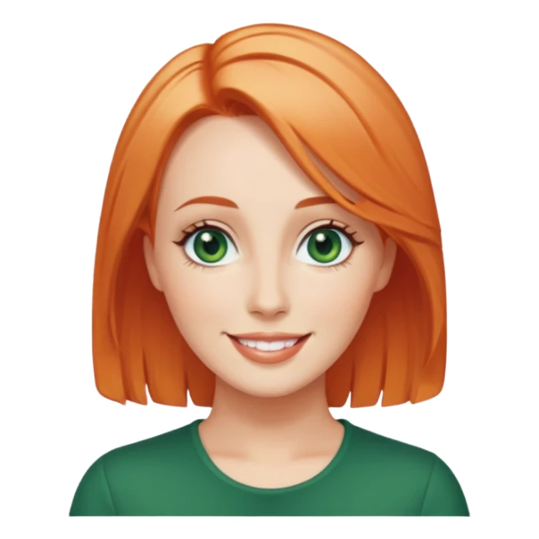 Claire Richards peach hair green eyes smile sticker