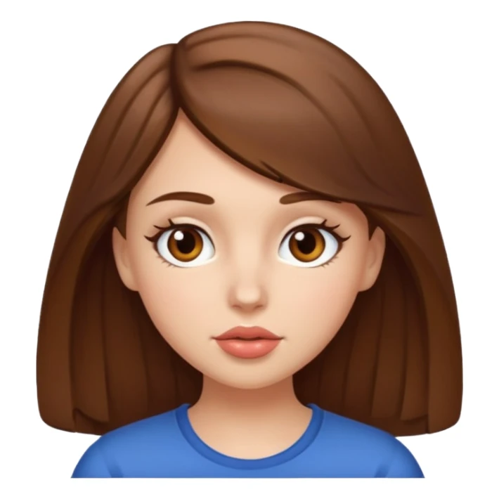 brown hair brown eyes white girl kissy face sticker