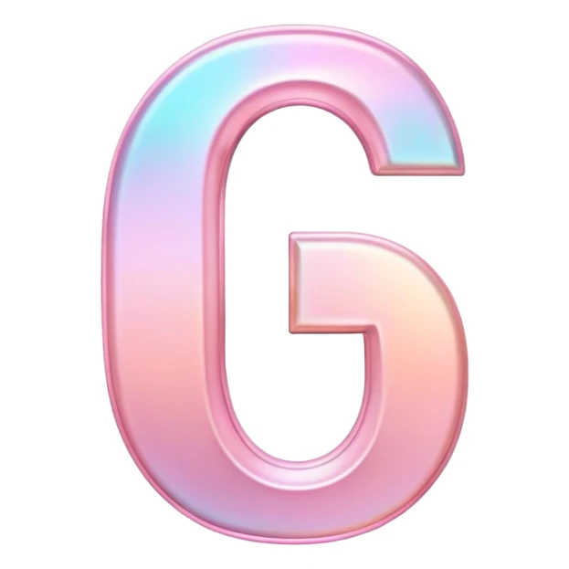 Iridescent pastel pink Font setting icon with letter G sticker