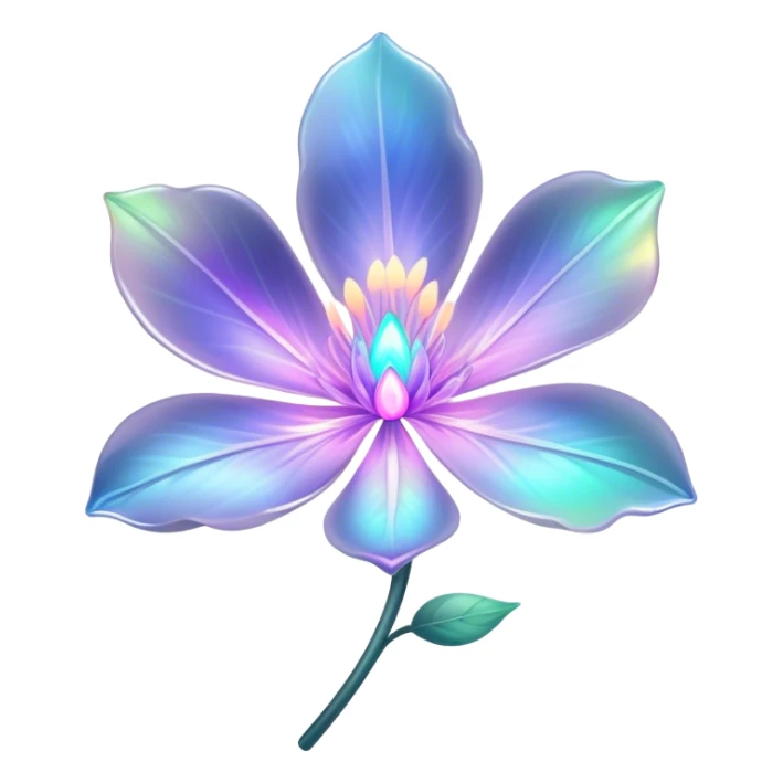 Dark Pastel iridescent transparent bio-luminescent flower sticker