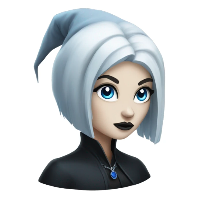Gothic witch with blue eyes and black hair sticker