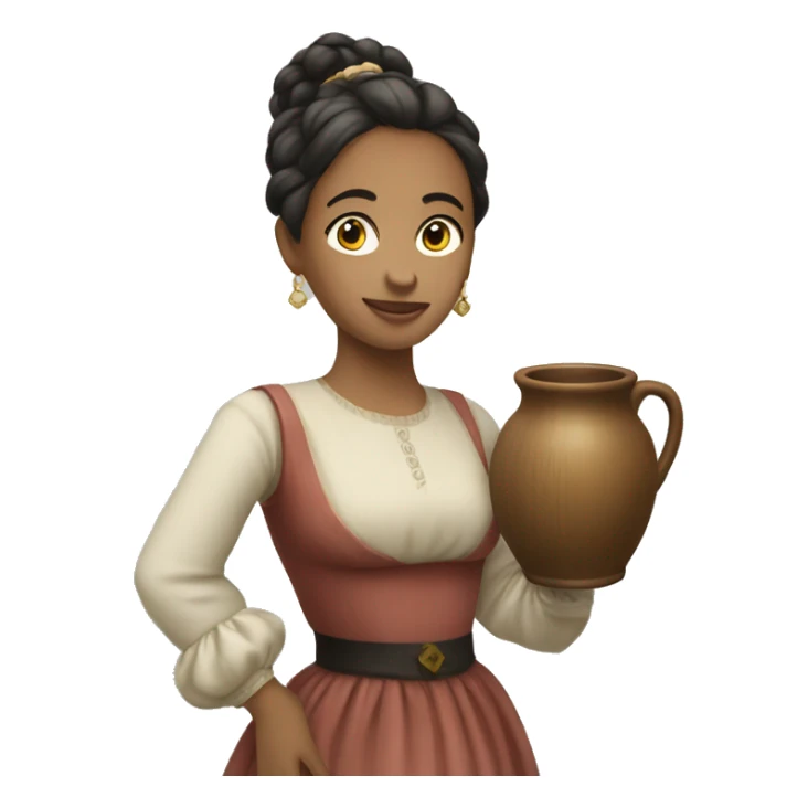 woman with pony tail wearing historic dress holding a pitcher sticker